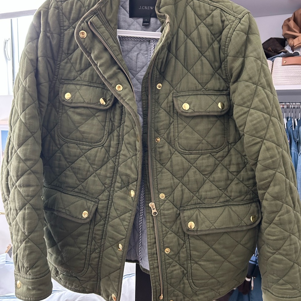 J. Crew Olive Quilted Field Jacket